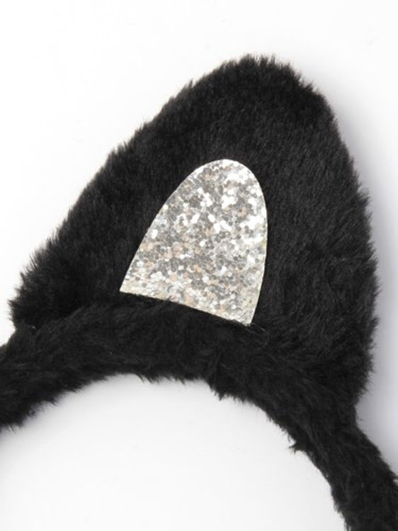 Picture of 7721/7217 BLACK FUR FABRIC CAT EARS ALICEBAND WITH GLITTER